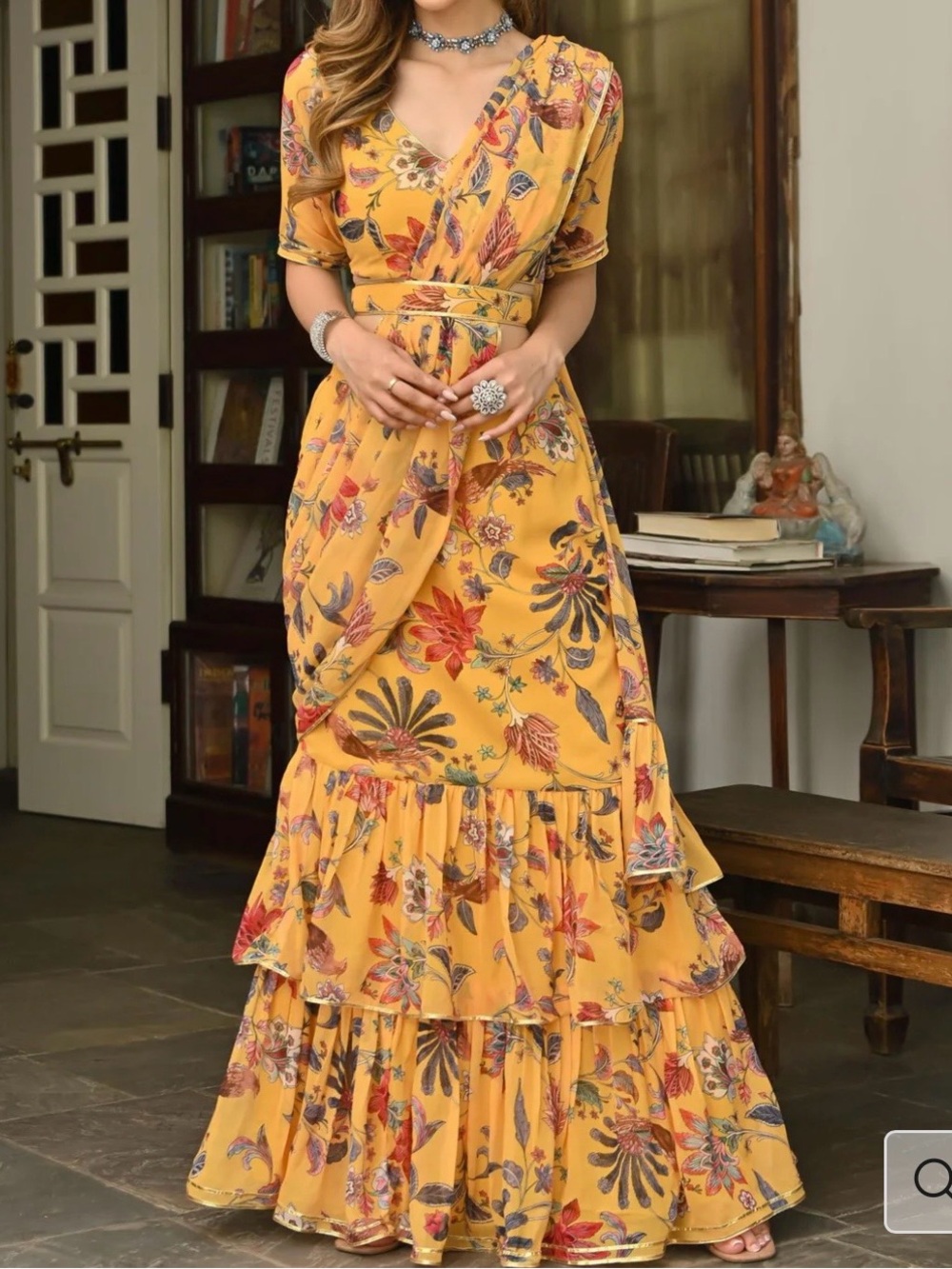 Pre-Drapped Ruffled Saree